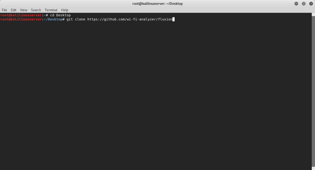 clone the fluxion in kali linux using git